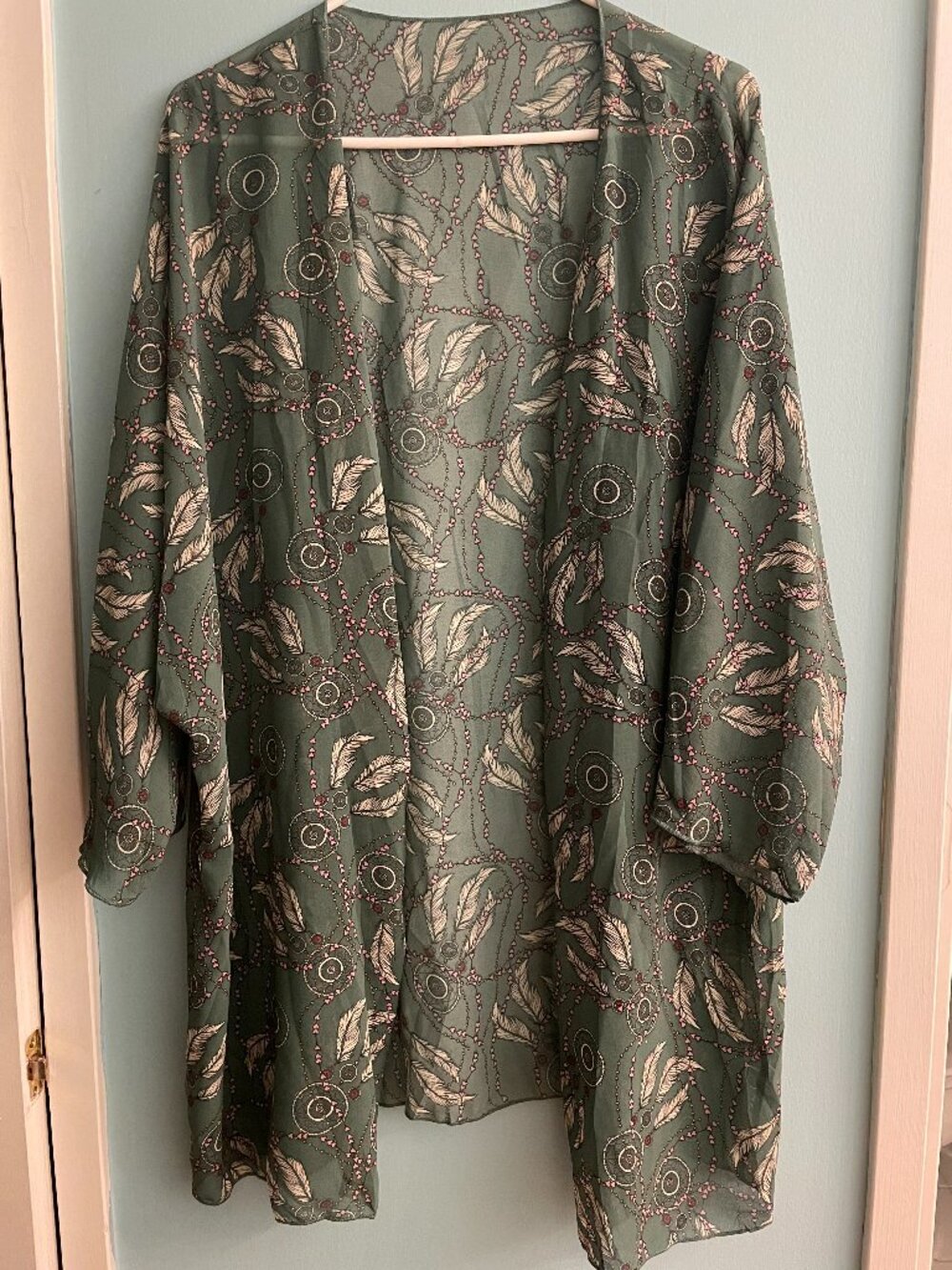 Olive Kimono With Dreamcatcher Design